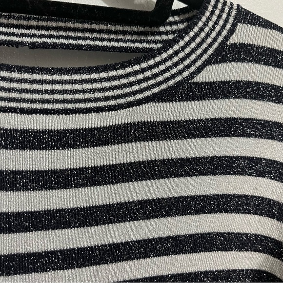 Maje Rushour Metallic Striped Long Sleeve Keyhole Stretch Knit Mini Dres… - Picture 7 of 15